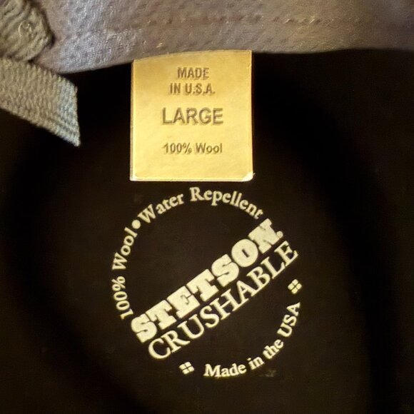 Stetson Black 100% Wool Crushable Western Style Hat, Unisex Size Large - Picture 6 of 11